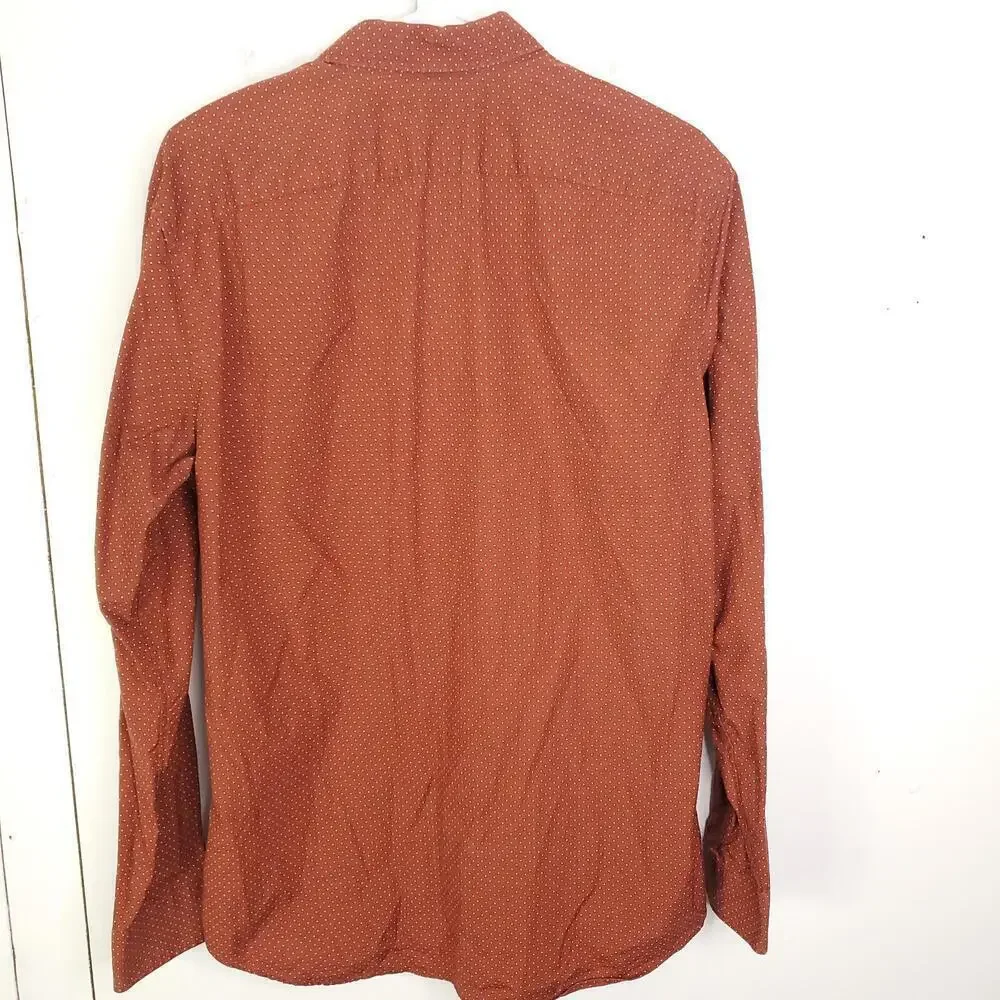 Banana Republic Shirt Mens L Grant Fit 120s Supima Cotton Polka Dot Career